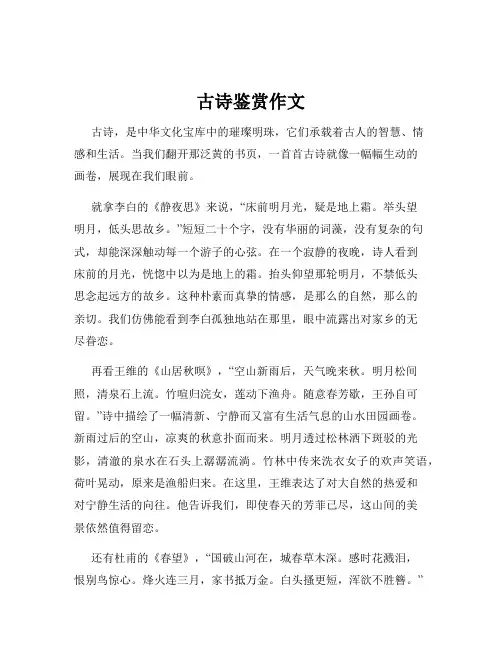 古诗鉴赏作文
