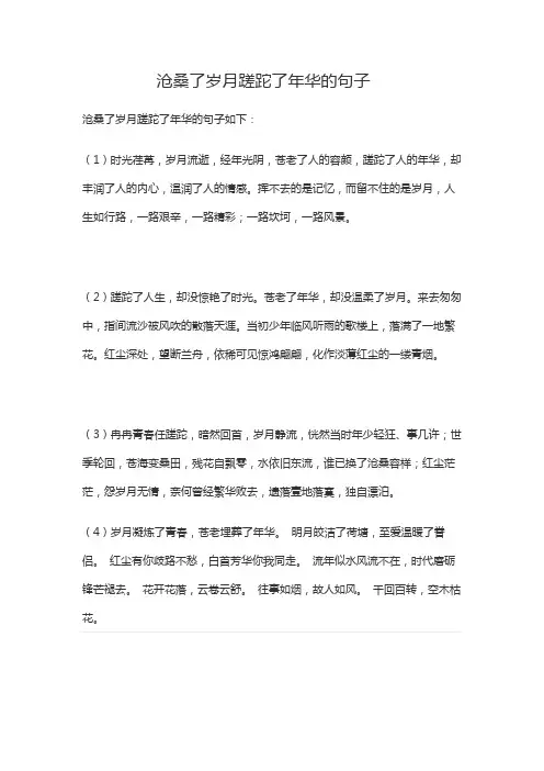 沧桑了岁月蹉跎了年华的句子