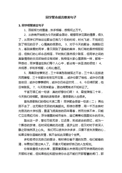 同学聚会感言唯美句子