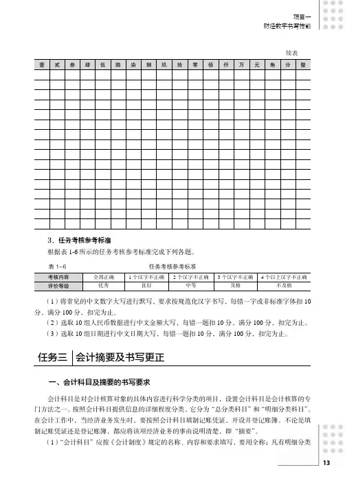 会计科目及摘要的书写要求_财经基本技能_[共2页]
