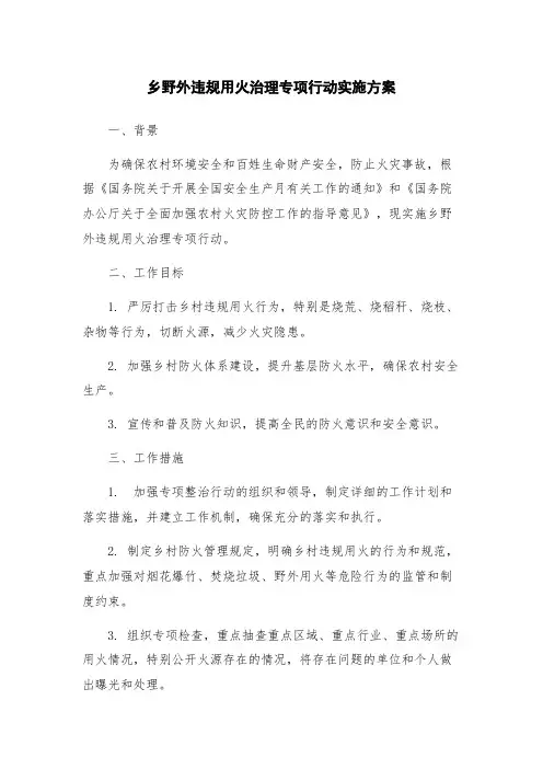 乡野外违规用火治理专项行动实施方案