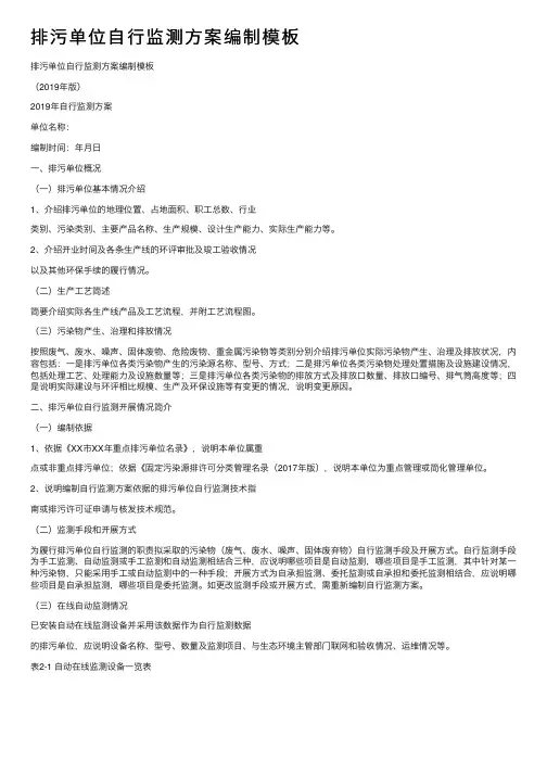 排污单位自行监测方案编制模板