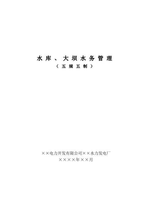 水库、大坝水务管理(五规、五制)