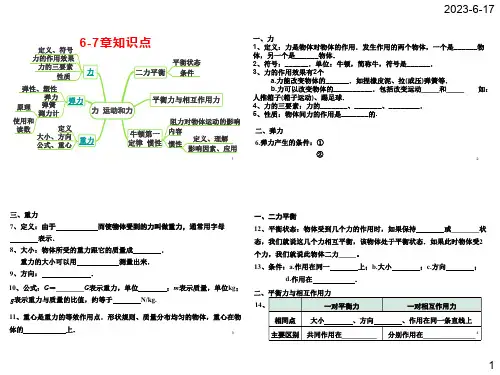 沪科版八年级物理下学期知识点总结