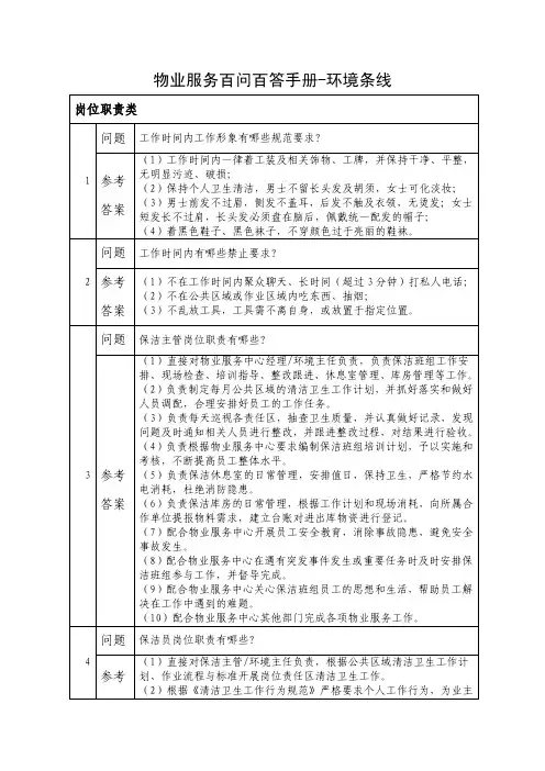 物业服务百问百答知识手册-环境条线(更新版)