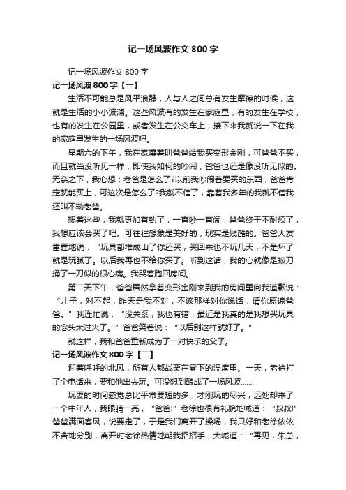 记一场风波作文800字