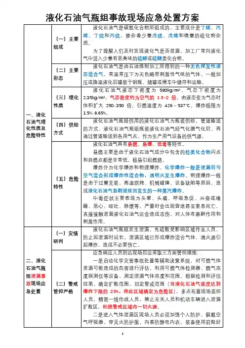 液化石油气瓶组事故现场应急处置方案