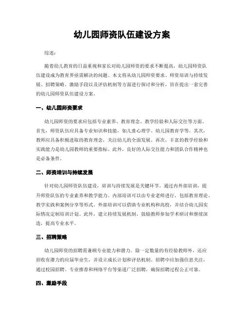 幼儿园师资队伍建设方案