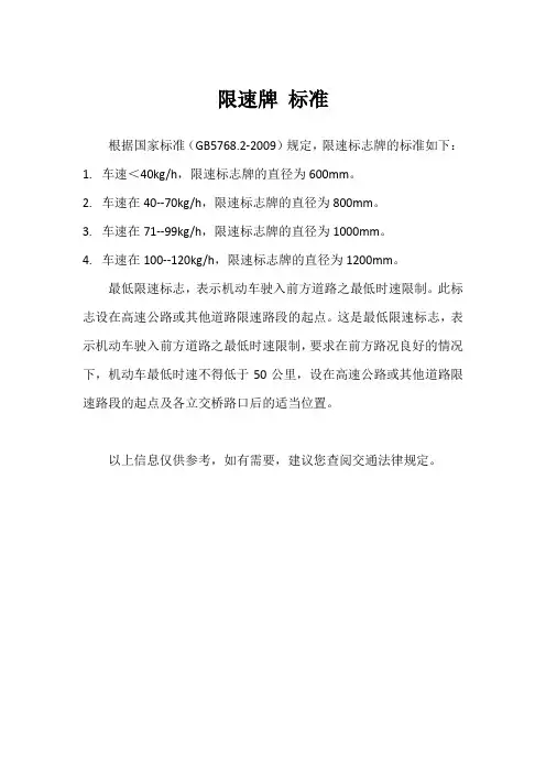 限速牌 标准