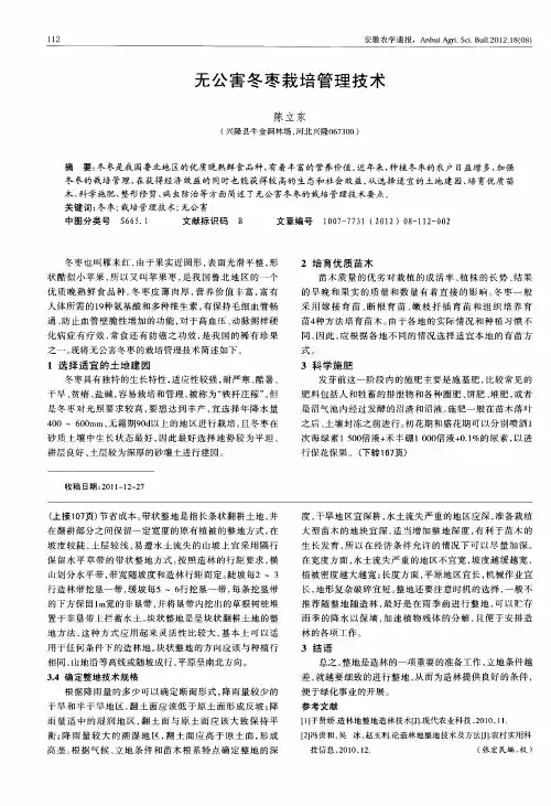 无公害冬枣栽培管理技术