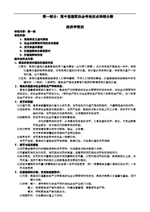 人教版高中政治会考复习资料全套