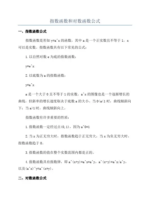 指数函数和对数函数公式
