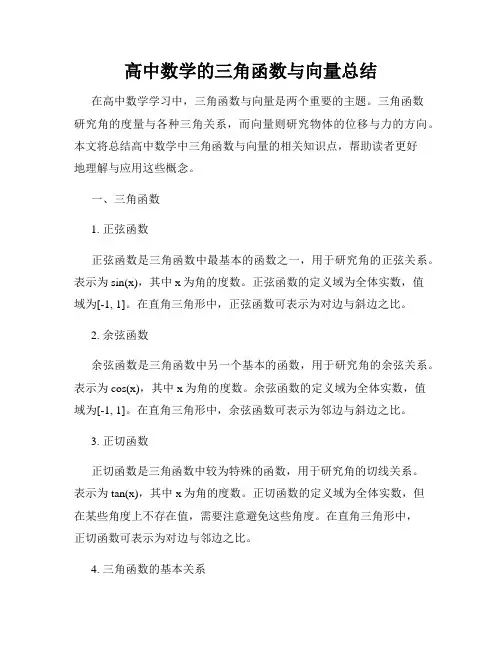 高中数学的三角函数与向量总结