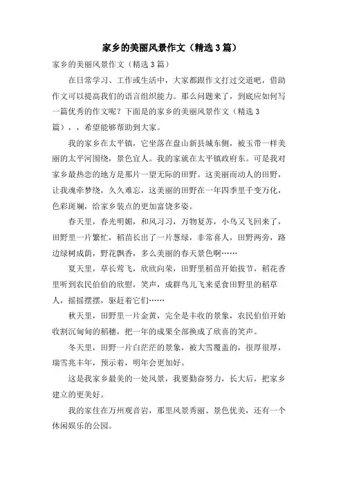 家乡的美丽风景作文(3篇)