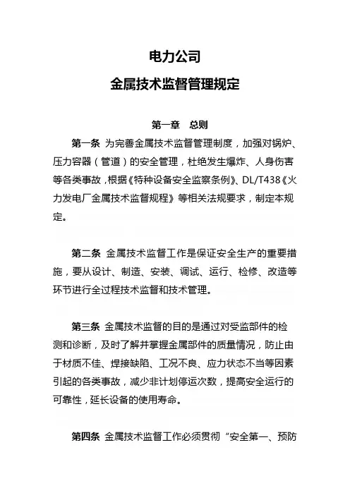 电力公司金属技术监督管理规定-Microsoft-Office-Word-文档范文