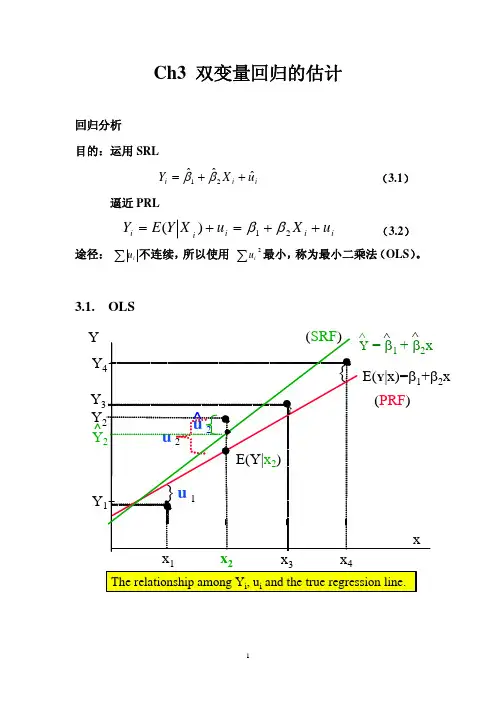 计量经济学ch3 双变量回归的估计