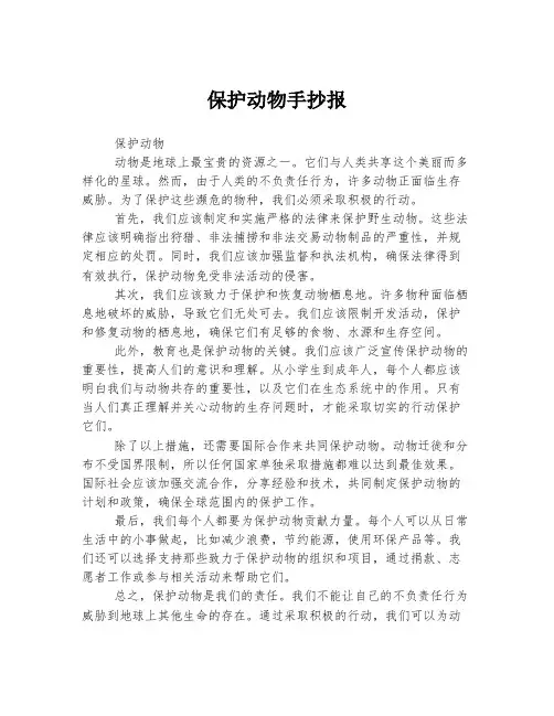 保护动物手抄报