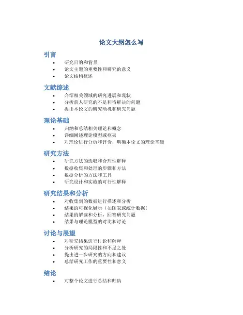 论文大纲怎么写