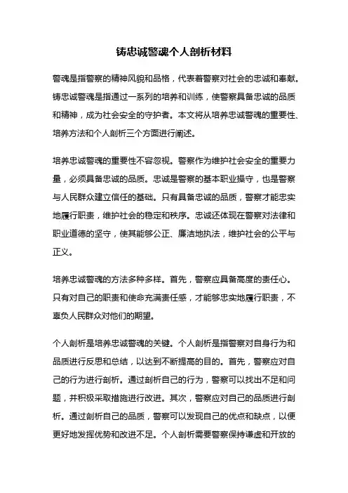 铸忠诚警魂个人剖析材料