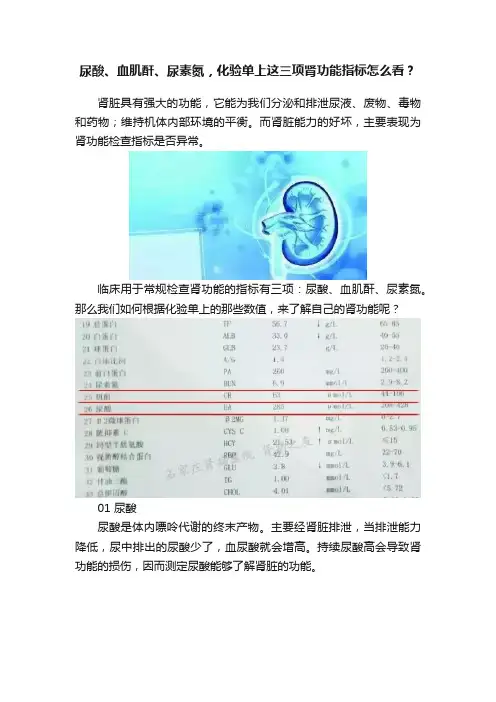 尿酸、血肌酐、尿素氮，化验单上这三项肾功能指标怎么看？