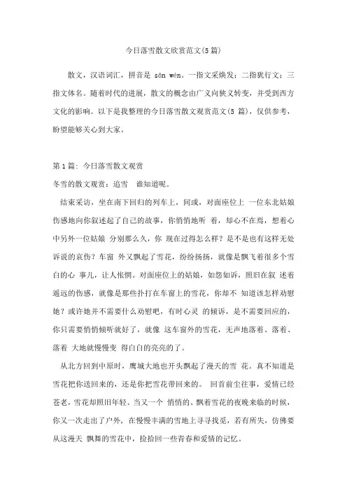 今日落雪散文欣赏范文(5篇)