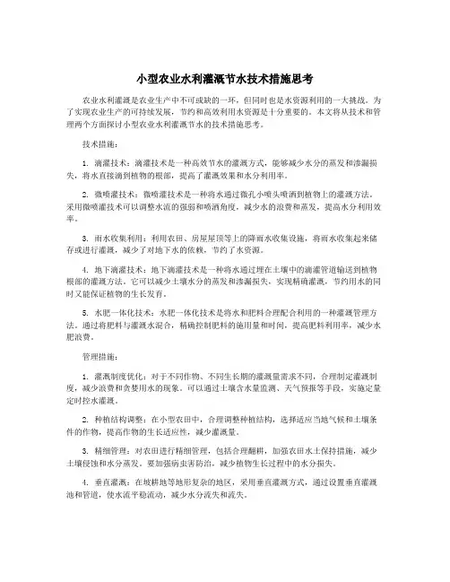 小型农业水利灌溉节水技术措施思考