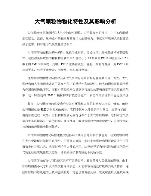 大气颗粒物物化特性及其影响分析