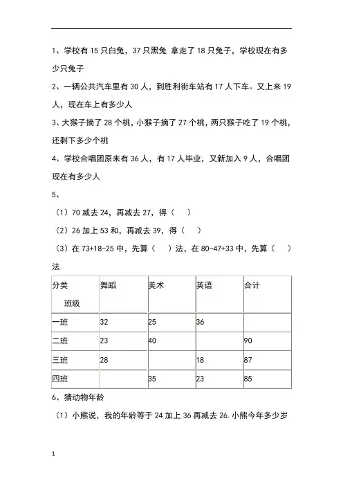以内加减法实际应用题
