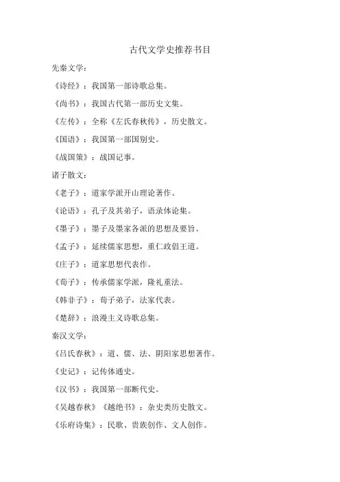 古代文学史推荐书目