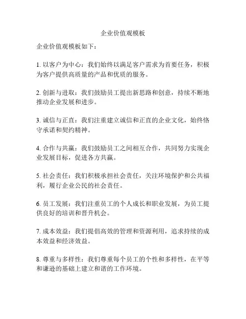 企业价值观模板