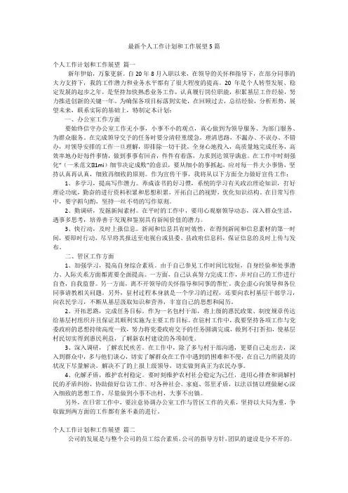 最新个人工作计划和工作展望5篇
