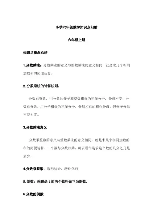 小学六年级数学知识点归纳