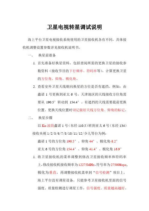 卫星电视转星调试说明