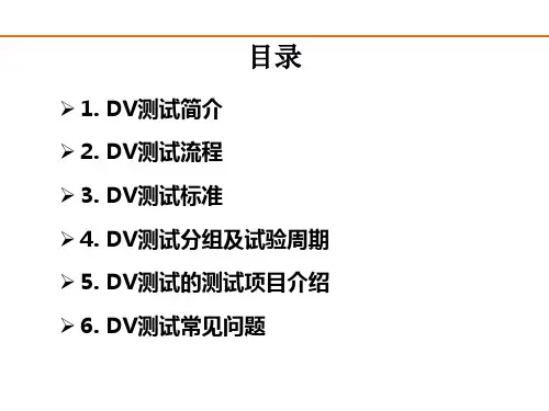 长安汽车DV测试标准交流