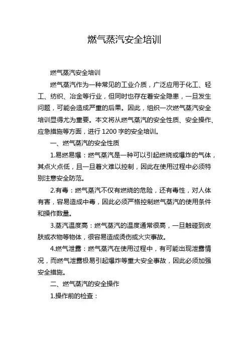 燃气蒸汽安全培训