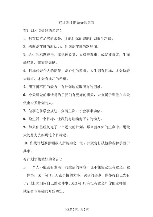 有计划才能做好的名言