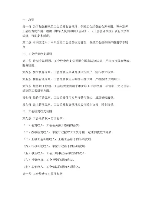 工会经费收支管理制度模板