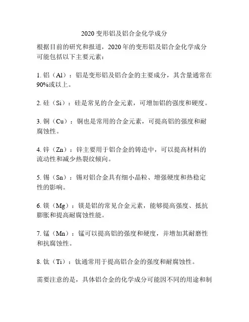 2020 变形铝及铝合金化学成分