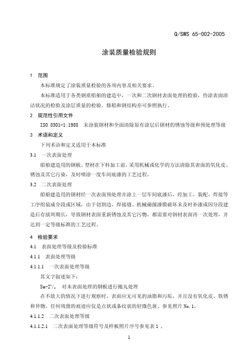 涂装质量检验规则