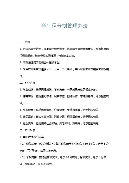 学生积分制管理办法