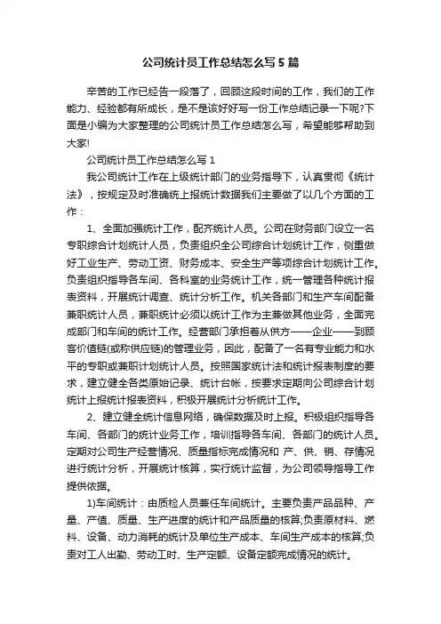 公司统计员工作总结怎么写5篇
