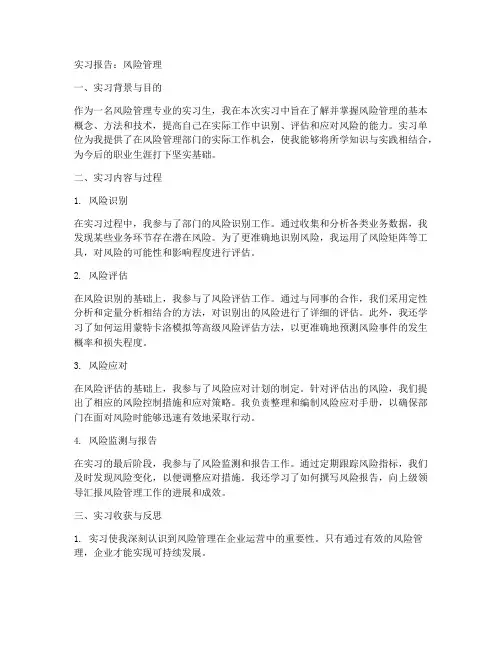 实习报告风险管理