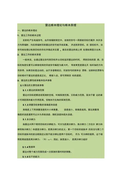 雷达基本理论与基本原理