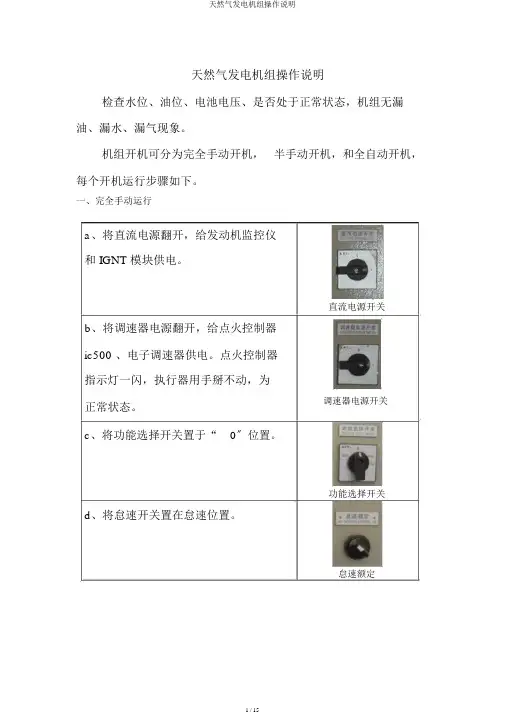 天然气发电机组操作说明