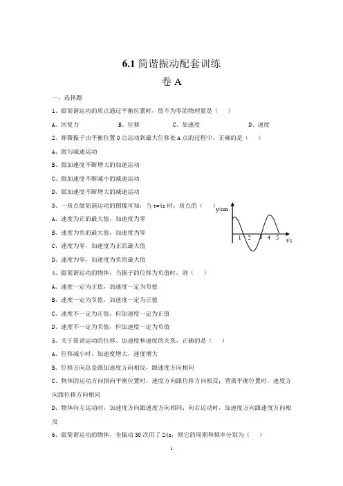 简谐振动测试卷