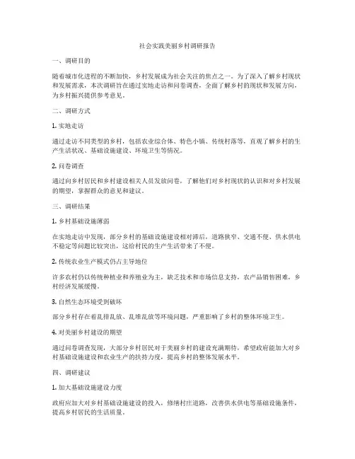 社会实践美丽乡村调研报告