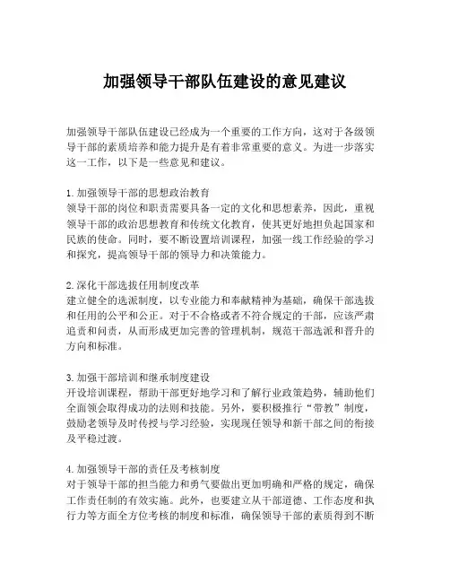 加强领导干部队伍建设的意见建议