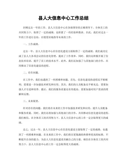 县人大信息中心工作总结