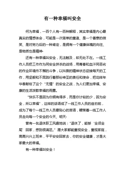 有一种幸福叫安全