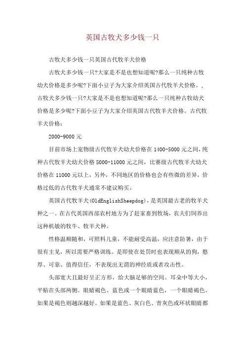 英国古牧犬多少钱一只